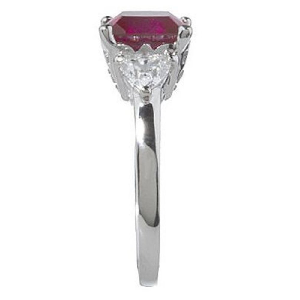 Epiphany Platinum Clad Diamonique Raspberry Cushion Ring 001 - Picture 2 of 4